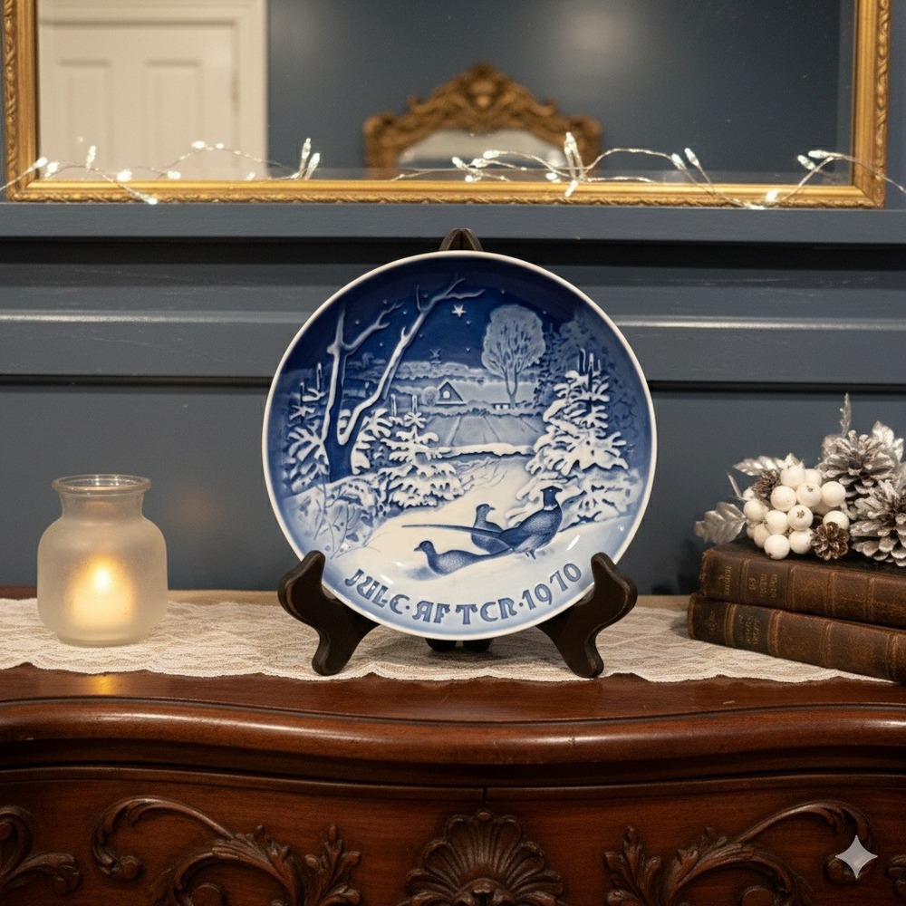 Bing & Grondahl 1970 Christmas Plate Pheasants in the Snow B&G 8000/9070 Denmark